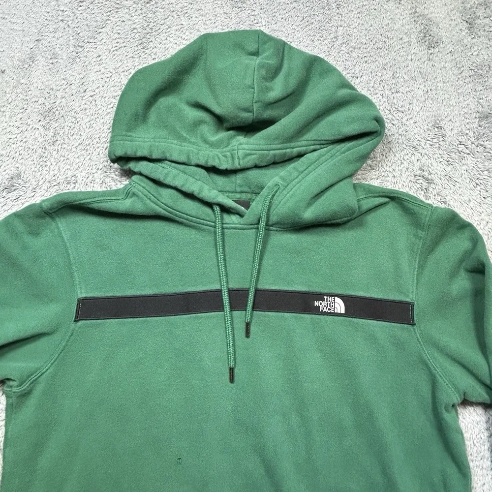 NORTH FACE Hoodie Men's M Green Black Stripe Outdoor Hiking Sweatshirt *HOLE